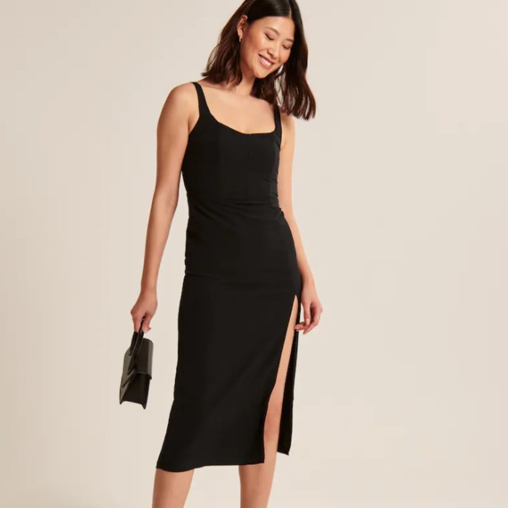 Corset Seamed Midi Dress